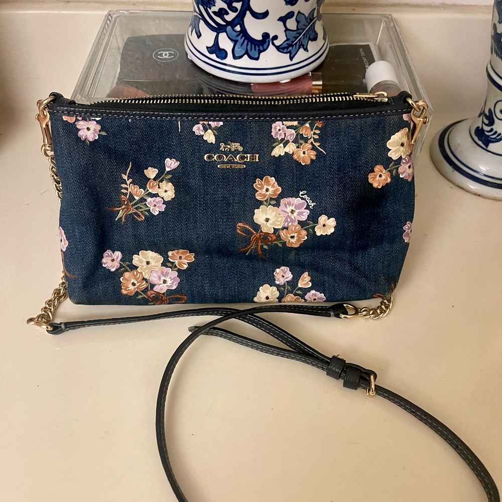 Coach Floral Denim Crossbody Bag